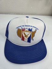 Vintage Patriotic Trucker Hat Adjustable Snapback Operation Desert Storm Blue