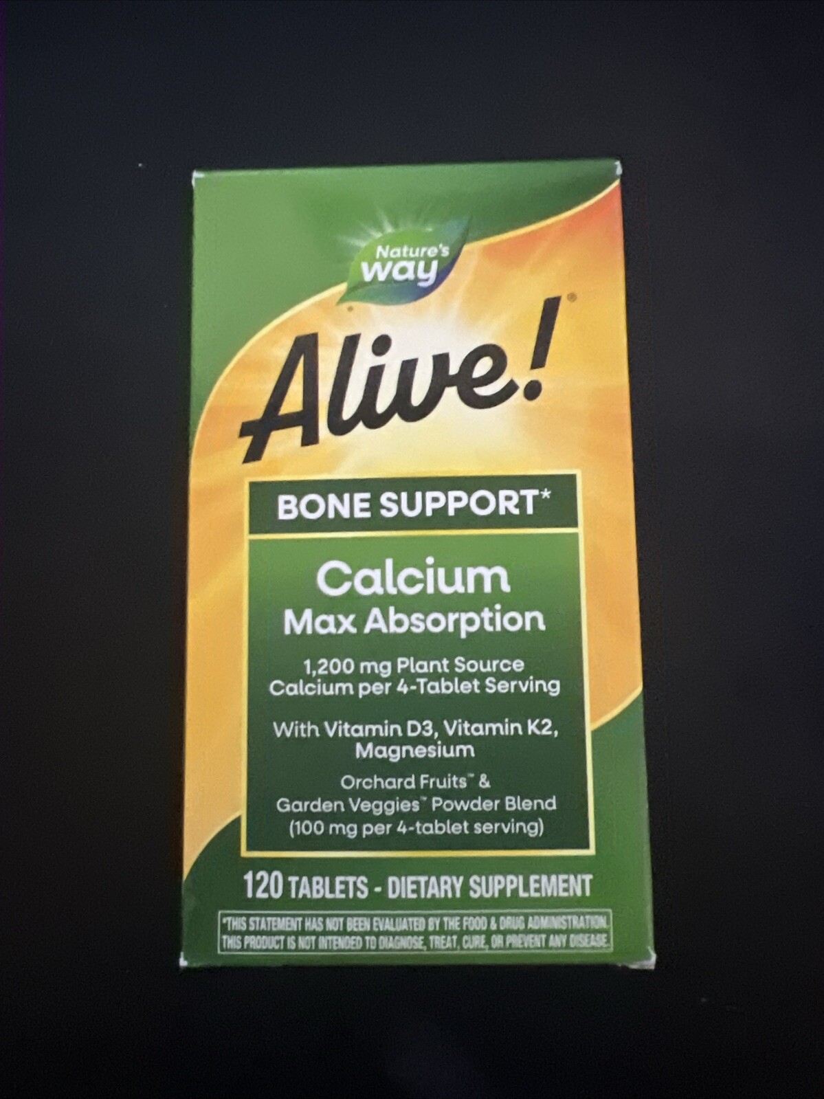 Nature's Way, Alive!, Calcium, Bone Support, 1,300 mg, 120 Tablets EXP 5/26