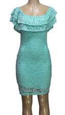 Ci Sono Women's Bodycon Lace Dress Stretch Sleeveless Green Size M
