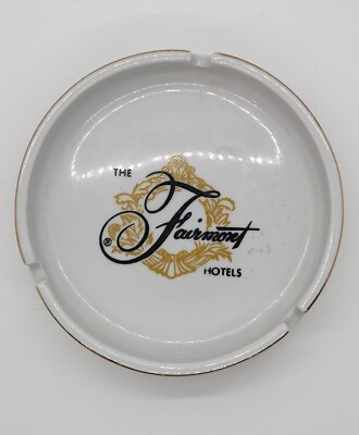 VTG Fairmont Hotel White And Gold Ceramic Ashtray, San Francisco Hotel
