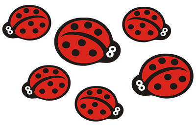Ladybugs Marienkäfer mit Blümchen - Flower Power Aufkleber - Mini Ladybugs Set5