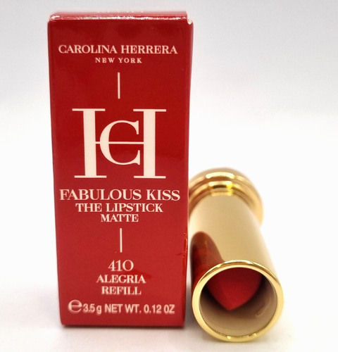 π Carolina Herrera Fabulous Kiss rossetto opaco 410 Alegria ricarica e tappo zebrato - Foto 5 di 5
