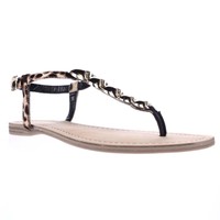 Nine West Spotter Metal T-strap Flat Sandals - Natural Multi, 8 Us on sale Nine West Spotter Metal T-strap Flat Sandals - Natural Multi, 8 Us on sale