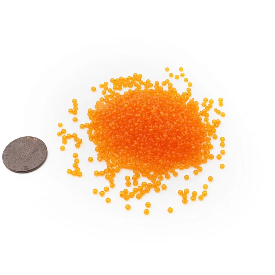 Lote (1000) cuentas de vidrio semilla rondelle naranja transparente checo vintage Foto 2 de 2