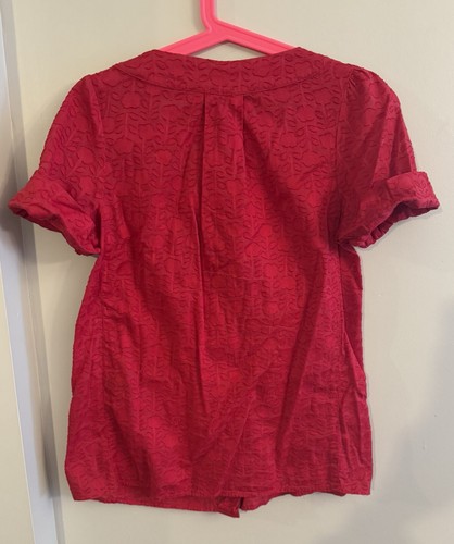 Marc By Marc Jacobs Women Size 6 Red Button Up Top Floral Jacquard Blouse - Picture 6 of 6