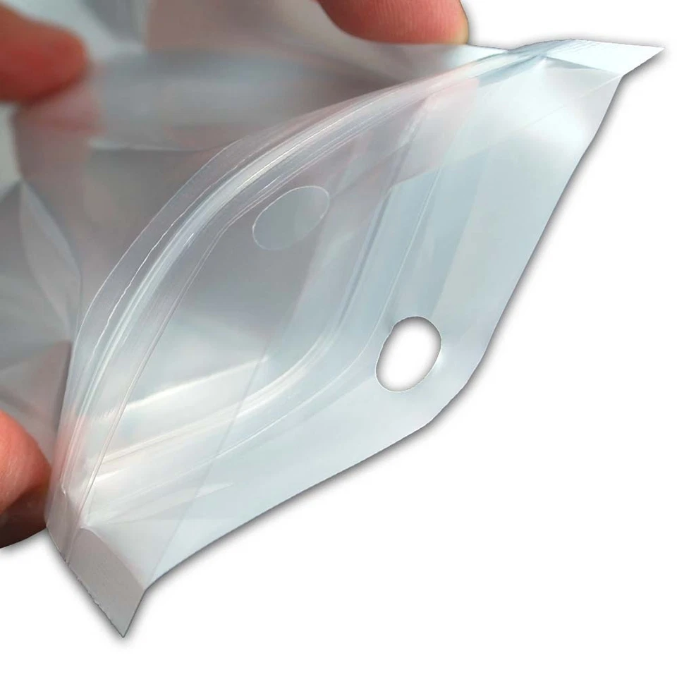 100 Premium Zip Zipper Bags Clear Plastic White Back Slide Seal Reclosable - Image 2 of 4