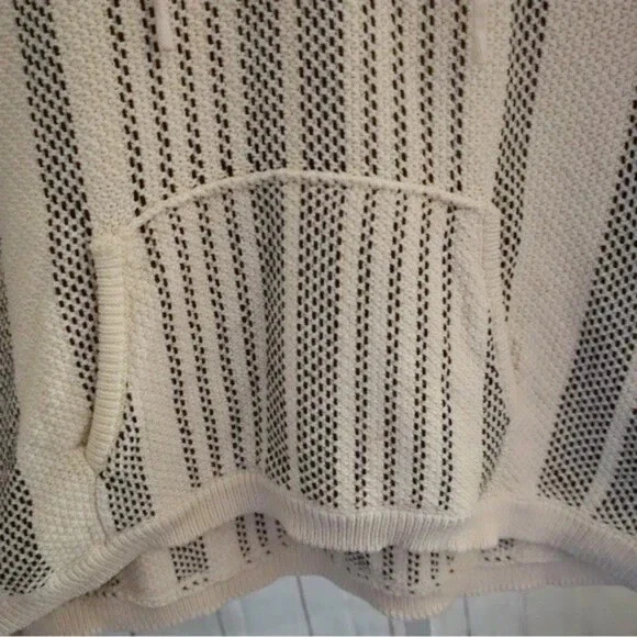 OFF WHITE Felpa con cappuccio pullover a righe Lovestitch taglia S Baja nero e panna