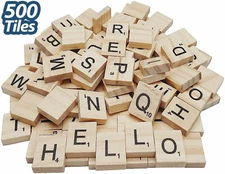 500 pc Replacement SCRABBLE WOOD TILES Full Sets Letters Wooden Pick Game&Crafts