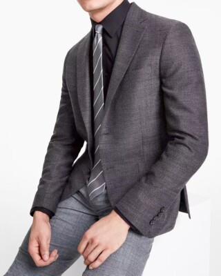 New Calvin Klein X Slim Fit Wool Blend Herringbone Sportcoat
