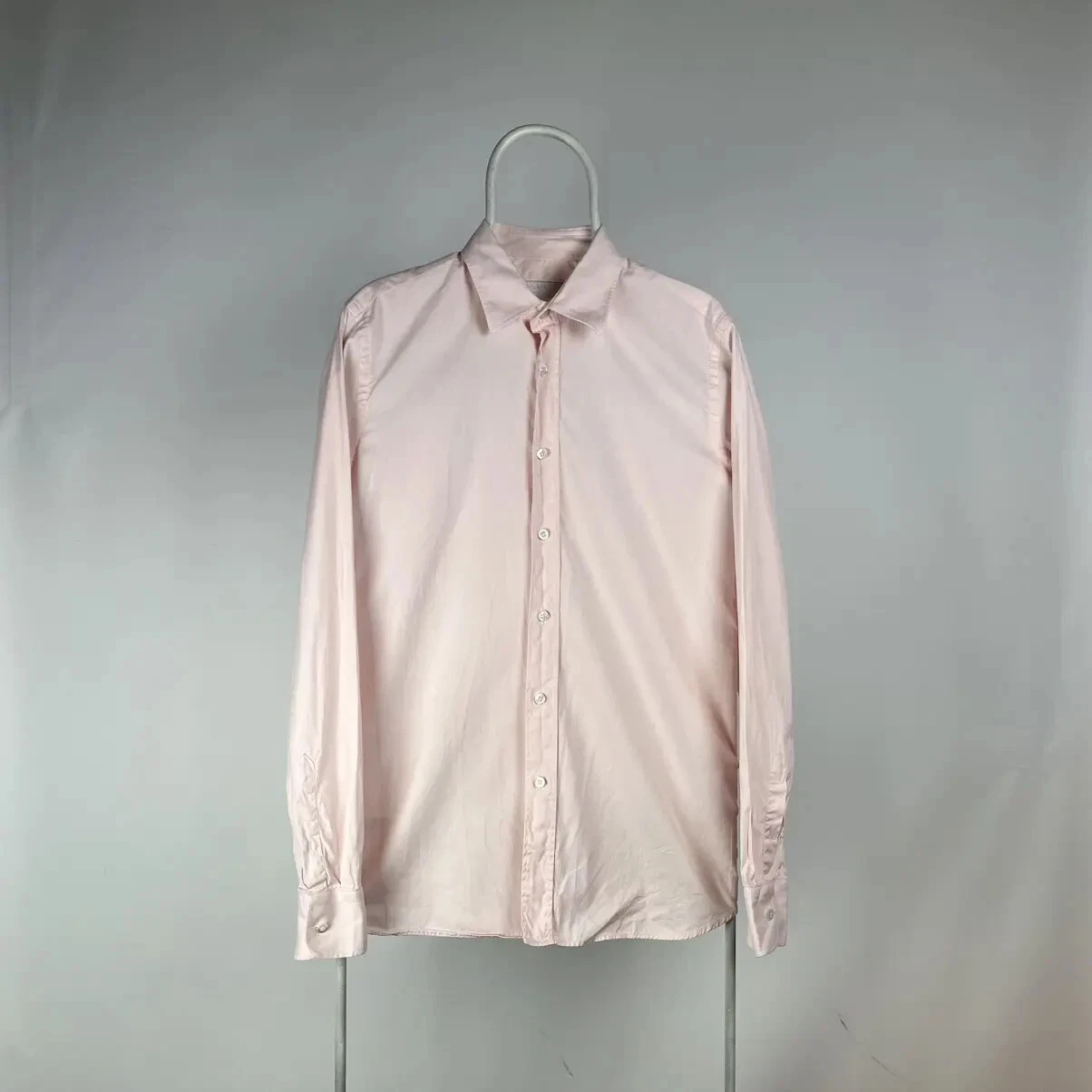 Prada Vestito Bottoni Camicia Oxford Uomo Tg 41 16 PInk Manica Lunga Made in Italy