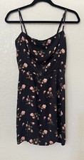 New REFORMATION BABE SMOCKED BACK ROMY Dress in Black/Rose Size 8