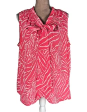 Lilly Pulitzer Dahlia 100% Silk Top Show Your Stripes Splash Pink XL Tropical