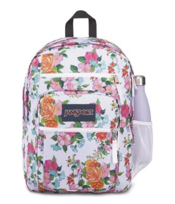 JanSport Big Student Bag, Rucksack mit Blumenmuster, Mädchenrucksack Sommerfelder