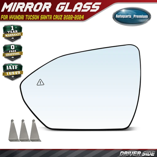Driver Mirror Glass w/ Blind Spot Detection for Hyundai Tucson Santa Cruz 22-24