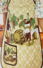 Twill Fabric Kitchen Apron with pocket,20"x30", WINE BARREL,GLASS & GRAPES, ASM 