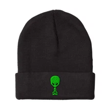 Beanies for Men Alien Embroidery B Funny Winter Hats Women Acrylic Skull Cap
