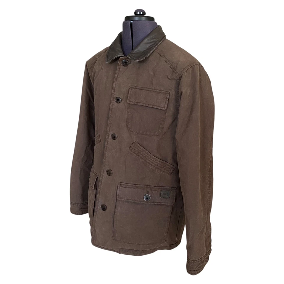 Marlboro Classics Jacket Brown Waxed Blanket Leather Collar Men's UK42 BNWT — 第 3/4 张图片