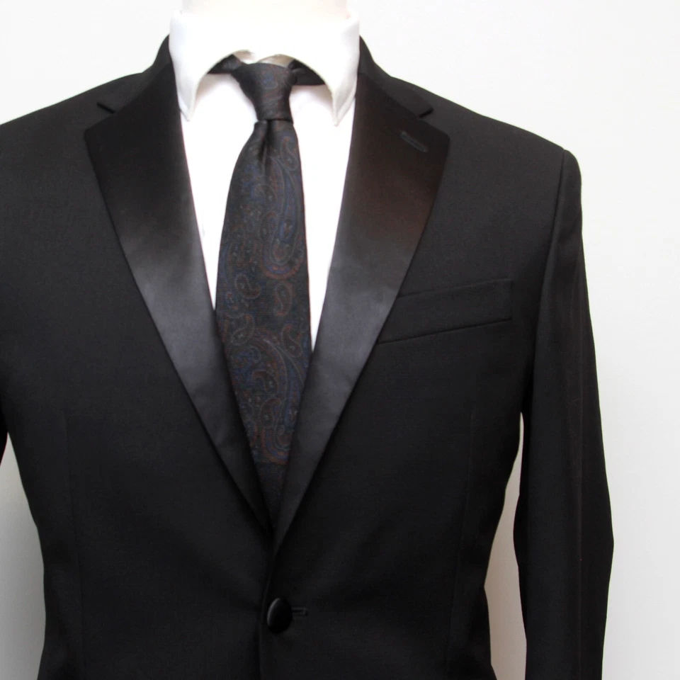 Traje Kenneth Cole Reaction Para Hombres Negro 2 Piezas Esmoquin Calce Ajustado 40R 33Wx32L E111590 Foto 3 de 4