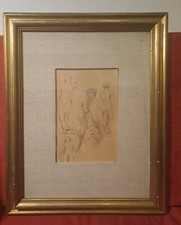 Disegno Antico.Studio di nudo,il retro è il foglio di un libro,attr. a R.Passero
