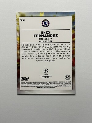 2022-23 Topps Chrome UEFA Enzo Fernandez Golazo Rookie Chelsea FC