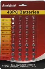 40 pc Assorted ALKALINE Button Coin Battery Cell Watch Calculator Flashlight