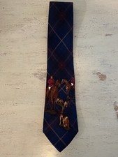Polo Ralph Lauren Hand Made in USA Vintage Plaid-Equestrian Silk Tie in Navy
