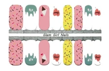 Ice Cream Shop Nail Polish Strips / Nail Wraps / Nail Sticker