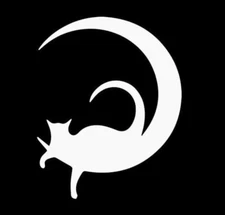 Cat on the Moon White Vinyl Decal Car Truck Window Laptop Notebook
