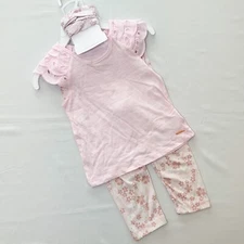 Baby Tahari - 3 pieces - Pink shirt and Floral (light pink) pants 