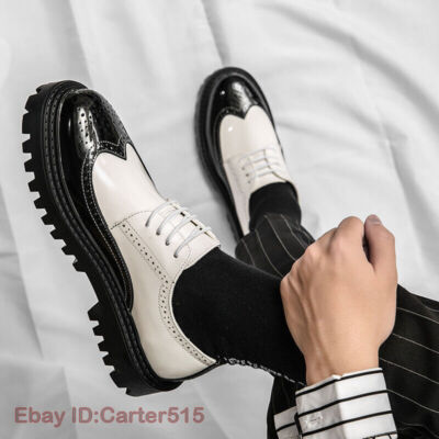 Mens Leather Platform Goth Lace Up Creeper Shoes Men main image 4