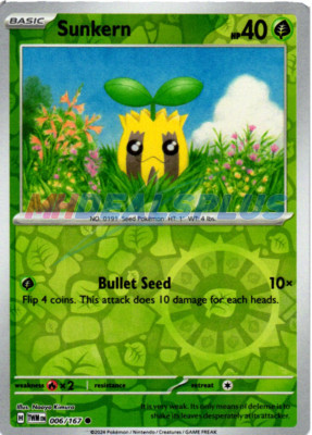 NM Pokemon Twilight Masquerade Sunkern Reverse Holo 006
