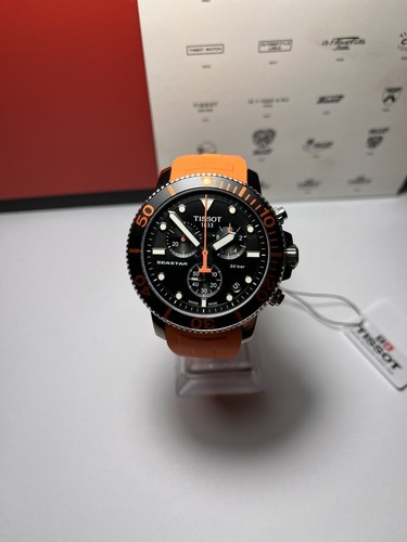 Tissot Seastar 1000 diver orange strap chronograph 45mm with box T120.417.17.051