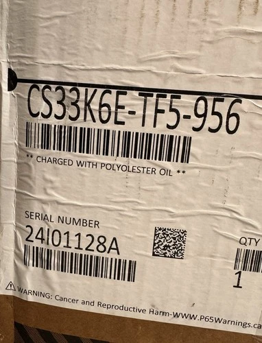 HEATCRAFT CS33K6E-TF5-956 COPELAND COMPRESSOR, 3-PHASE, 208/230V..NEW