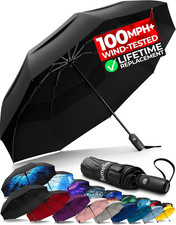 TUMELLA Strongest Windproof Travel Umbrella Compact, 100MPH Wind-Tested , Light
