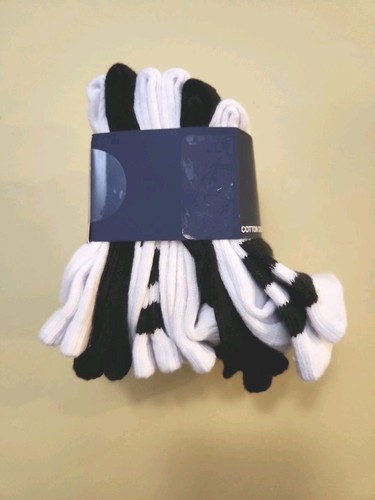 New Gap Kids Boys Crew Socks Cotton 6-Pair Pack White/Navy/Stripe Shoe Size 7-10 - Picture 2 of 4