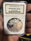 2006 W American 1 Oz Silver Eagle Proof Coin $1 NGC PF68 Ultra Cameo