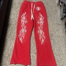Hellstar Flared Sweatpants Red Size Medium Authentic