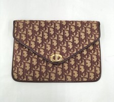 CHRISTIAN DIOR Trotter Canvas Clutch Bag Beige Women's Auth