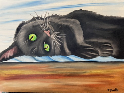 #ad Original oil painting New 11 x 14 inches cute and sweet black cat $29.99