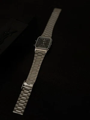 Casio AQ-230 Vintage Ana-Digi Watch - Silver / Black Dial - Bild 1 von 4
