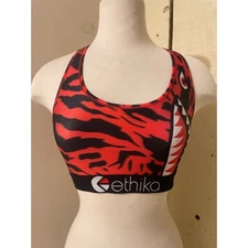 Ethika Women's Size Large Sports Bra Red Black Shark Active Racerback