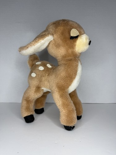 Vintage Deer Fawn Plush Korea 1974 Brown Spotted Bambi Style Stuffed