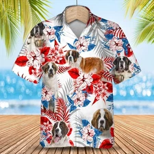 St Bernard Hawaiian Shirt   Gift for Summer Summer aloha shirt Hawaiian shirt fo