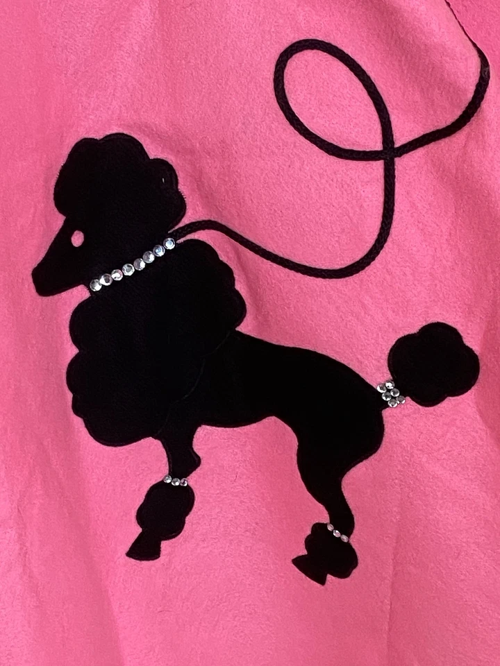 Annie's Poodle Skirt Adult M Pink Costume Felt Rhinestone Petticoat Shirt Scarf - Image 2 of 4