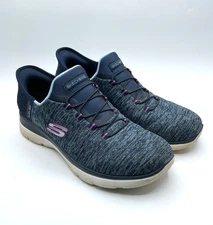 Skechers Slip On Navy Purple Size 7.5 Foam Comfort Sneaker Shoes #149937