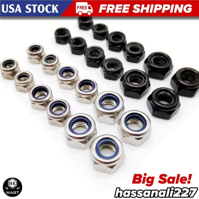 #ad Stainless Steel Nylon Lock Nut M2 M2.5 M3 M3.5 M4 M5 M6 M8 M10 M12 M14 M16 100pc $29.99
