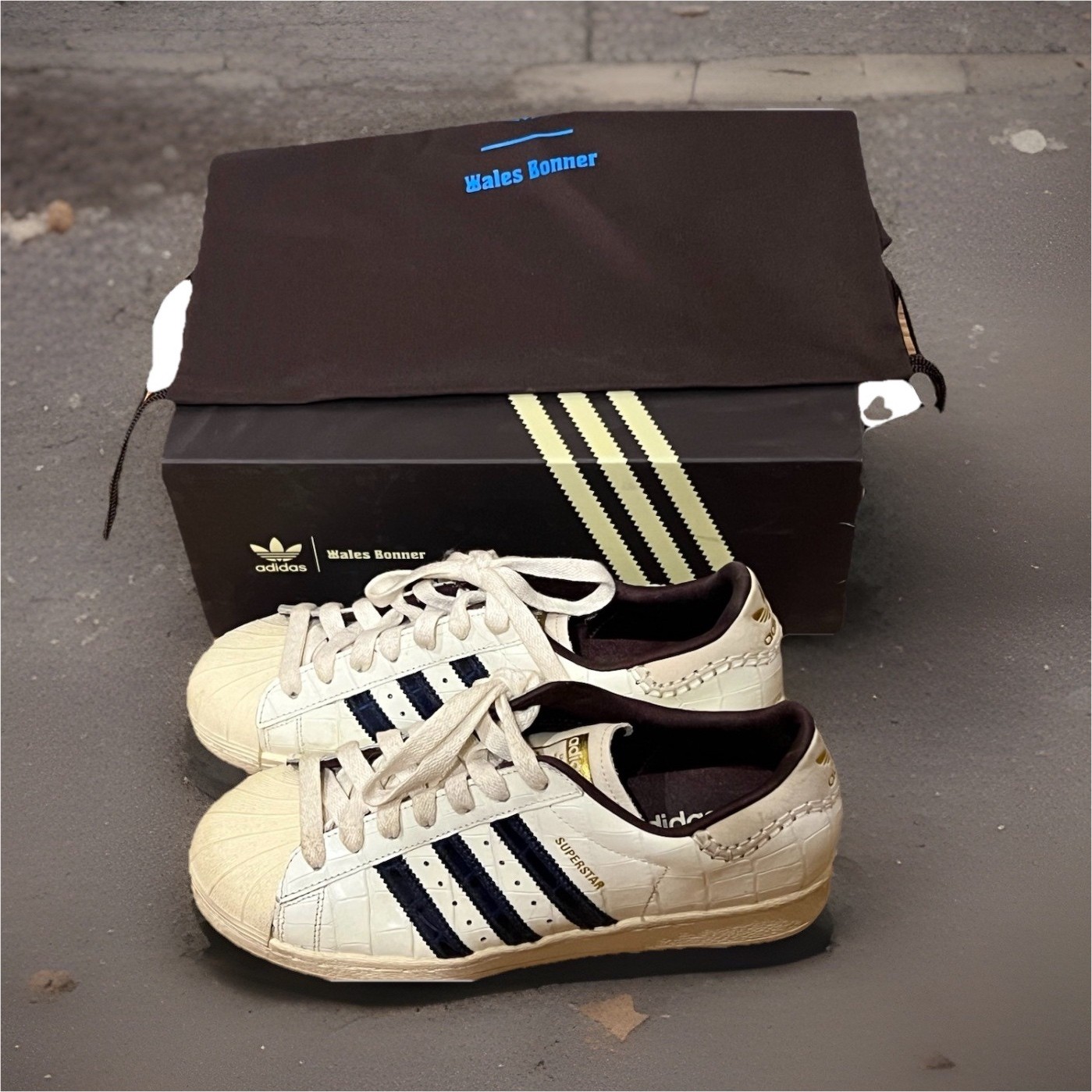 adidas Wales Bonner Superstar Crocodile Leather White Black 