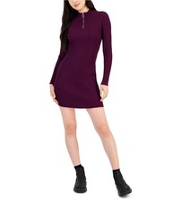 Hooked Up by IOT Womens Fitted Sweater Dress, Purple, Juniors, Small