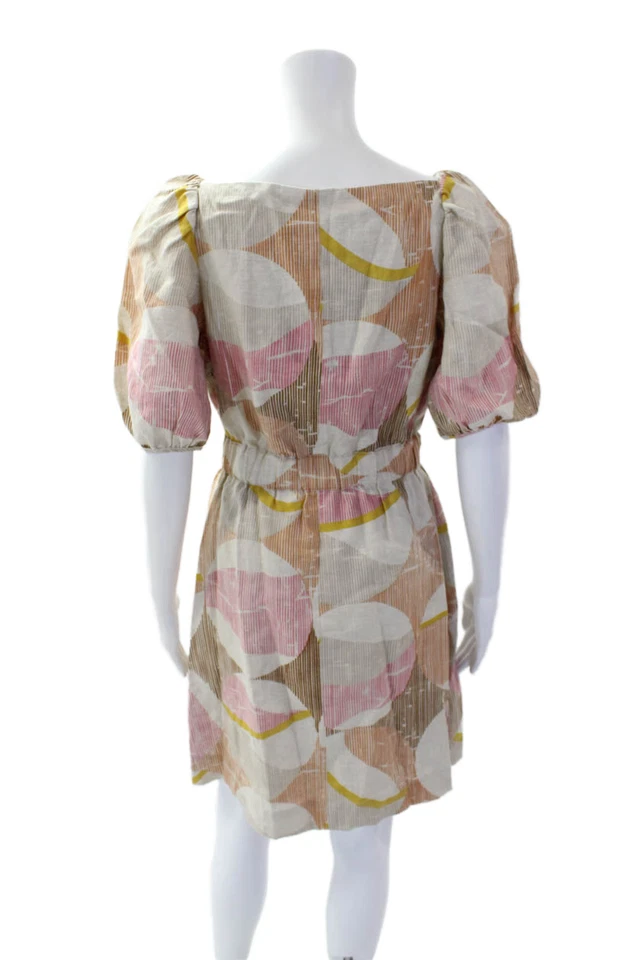 Lauren Moffatt женщин хлопок короткий рукав квадратный вырез полоски платье многоцветный Si - Изображение 3 из 4