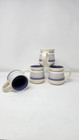 4 New Vtg Pfaltzgraff Rio White/Blue Striped Stoneware Mugs 12 oz Made in Mexico — photo 1